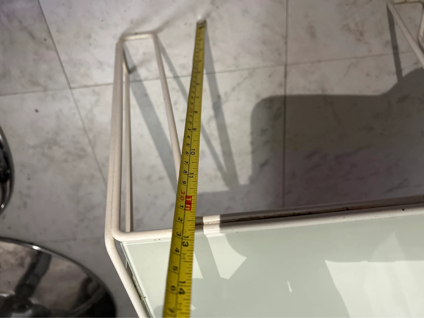 White Metal and Glass Side Table - photo 3