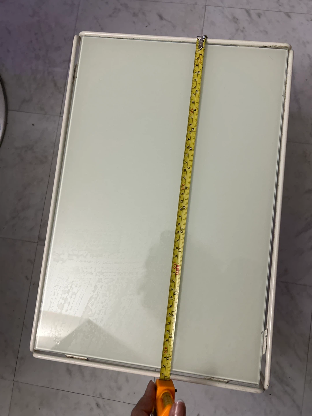 White Metal and Glass Side Table - photo 2