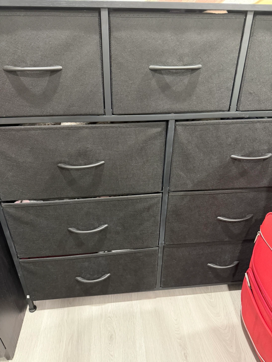 Black Fabric Dresser with 9 Drawers