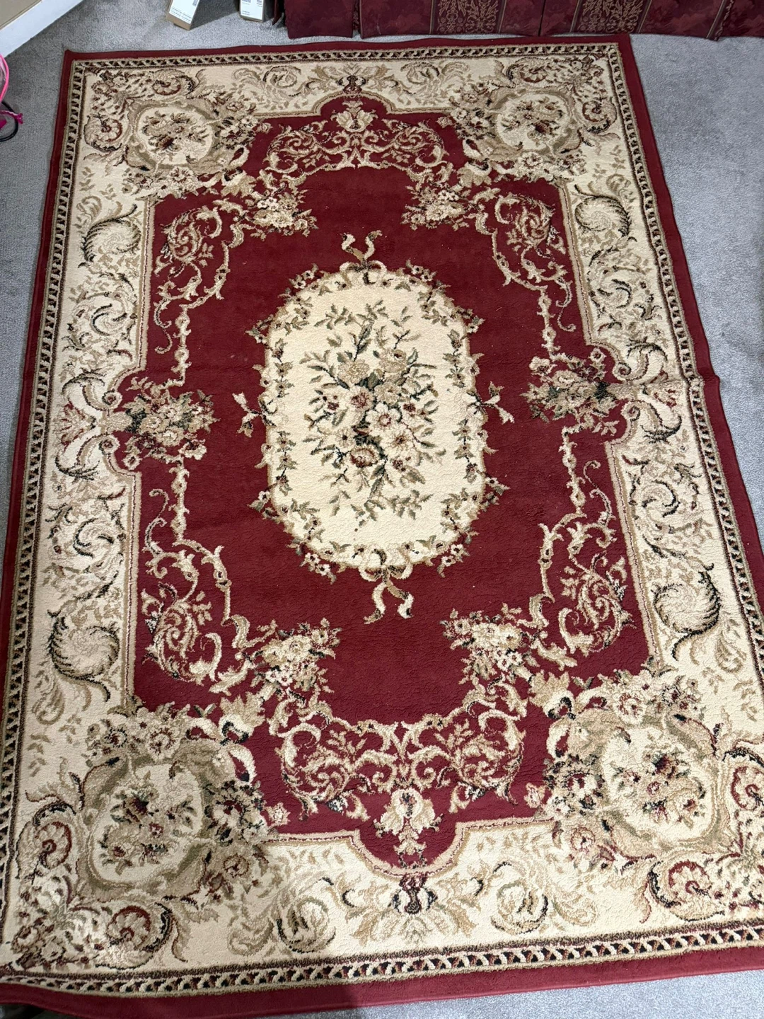 Red and Cream Oriental Area Rug
