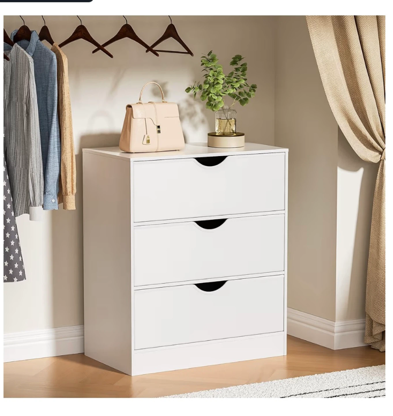 White 3-Drawer Chest Dresser/Shelf - photo 2