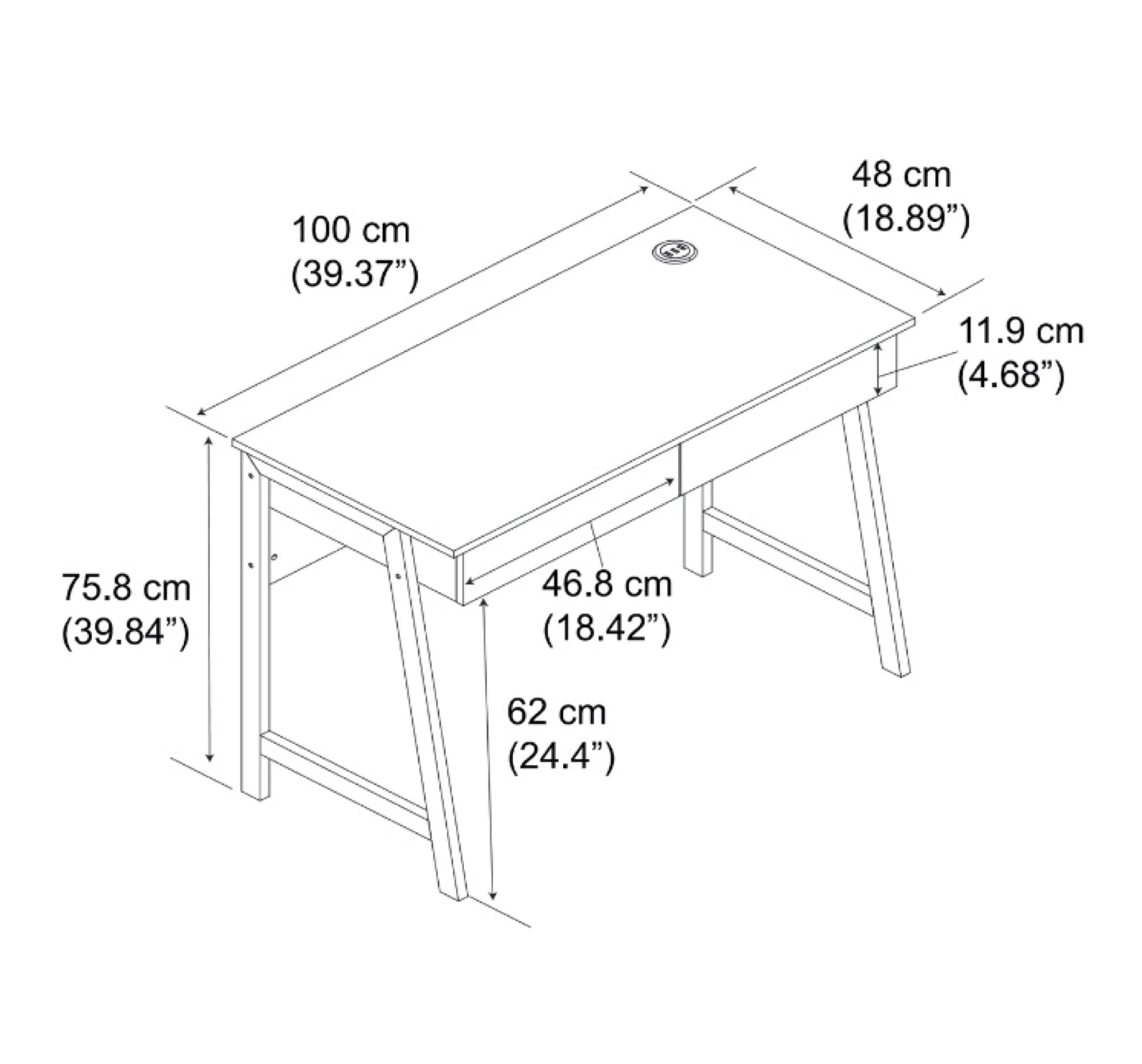 39.4’ Desk/ Table with 2 Drawers and USB Charger - photo 5