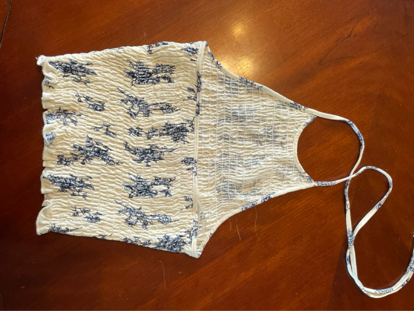 Topshop Smocked Halter Top - Blue Floral Print - Size US 2 - photo 2