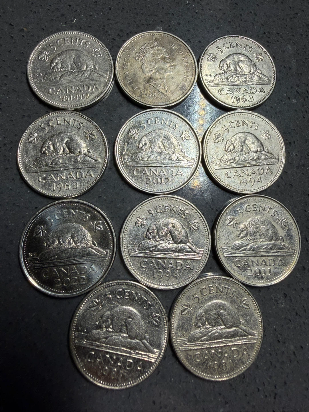 Collection of 11 Canadian Nickel Coins