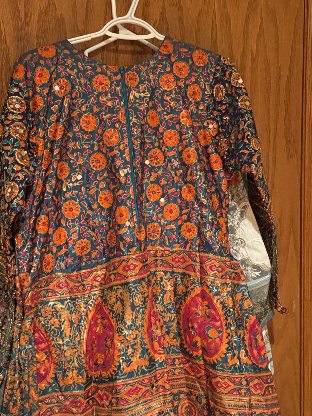 Embellished Teal block print beautiful dress ,Maxi Dress - photo 4