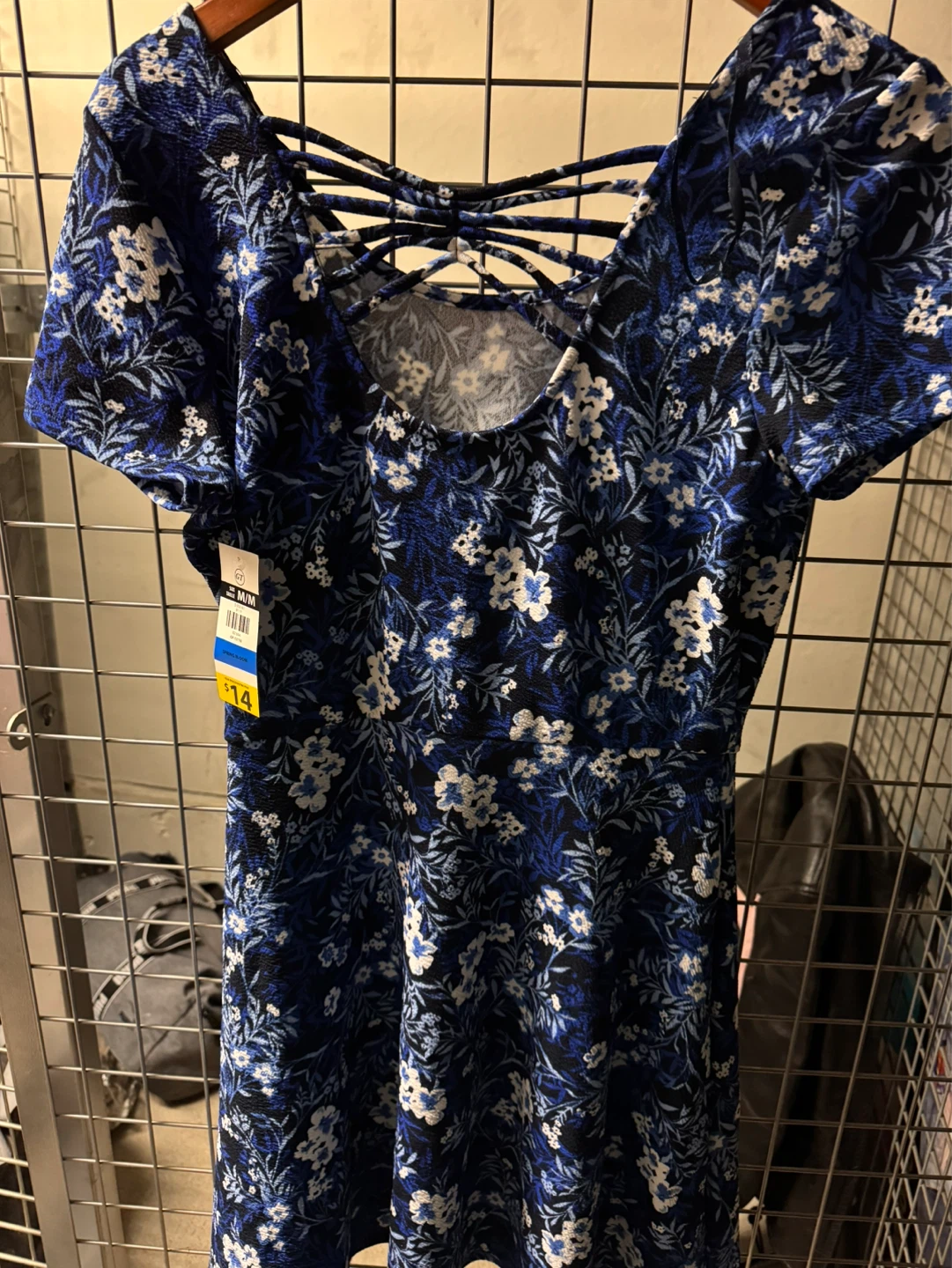 NEW Blue Floral Print Fit & Flare Dress M/M