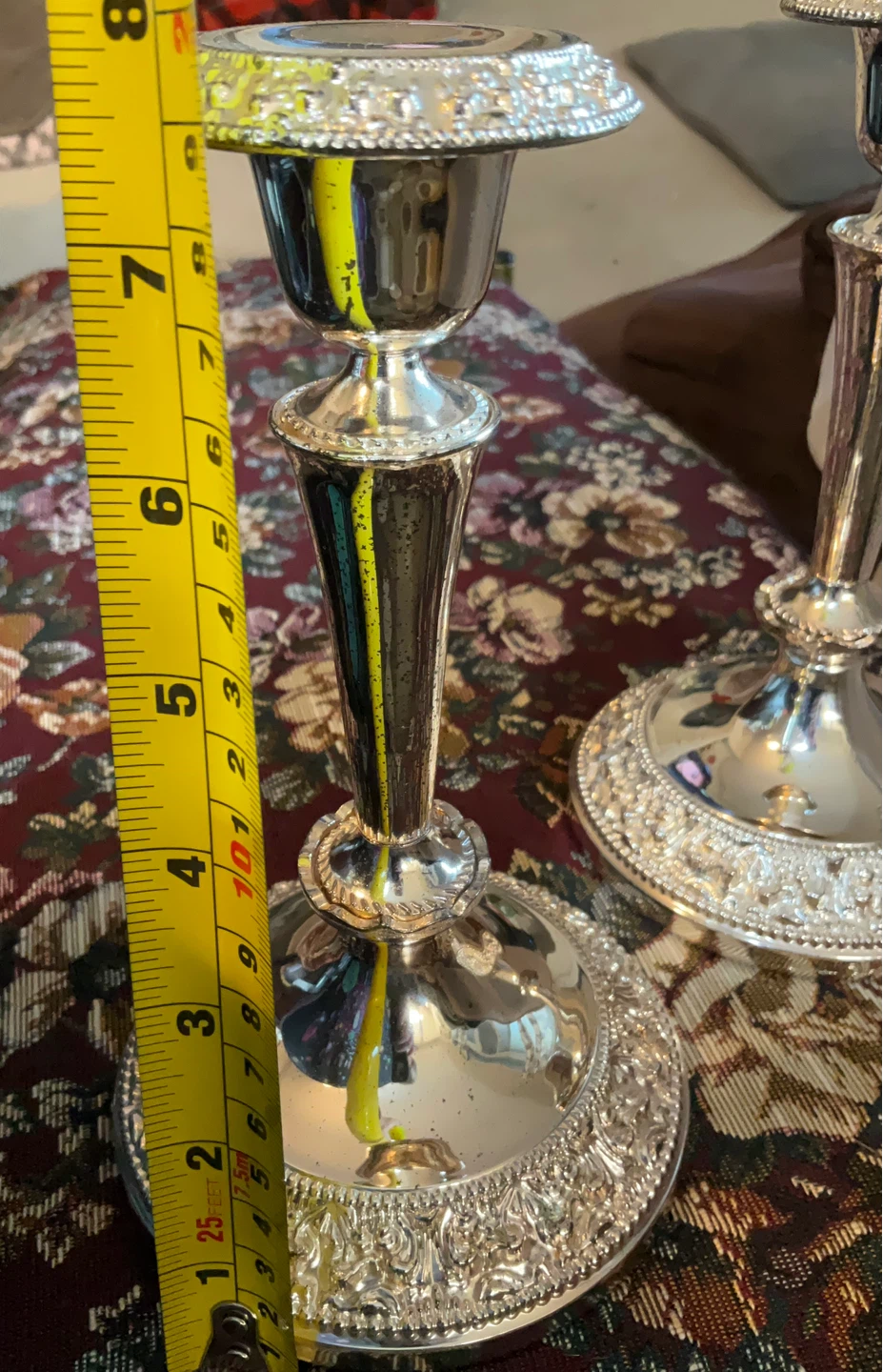 Set of 2 Ornate Silver-plated Candlesticks - photo 5