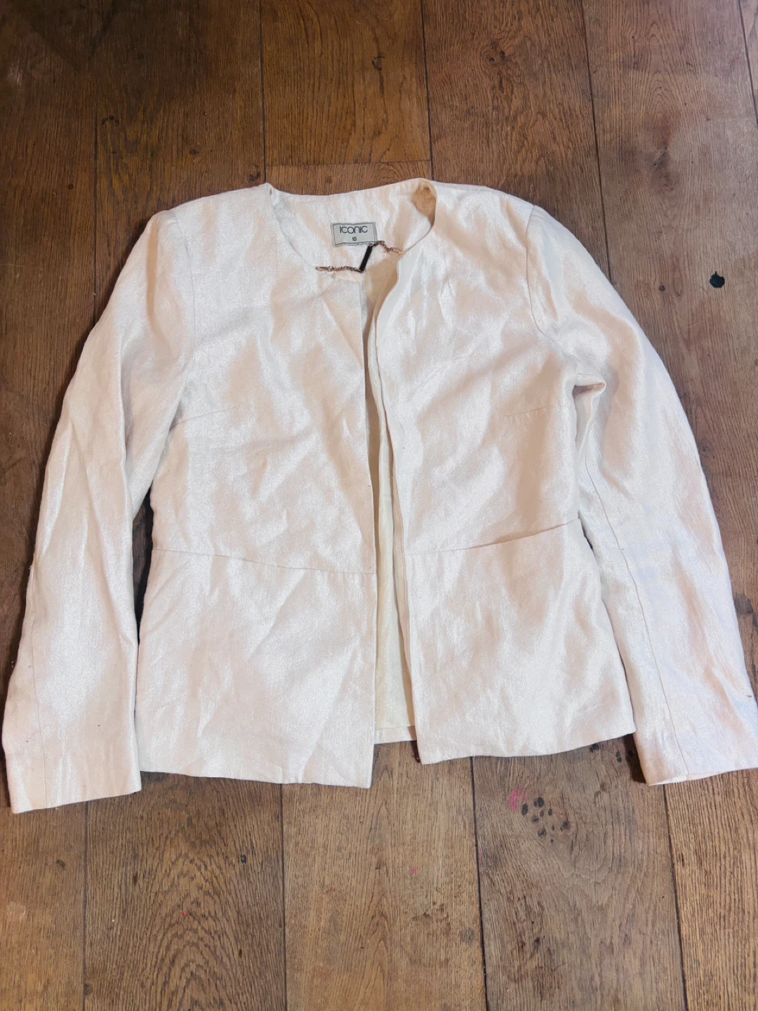 ICONIC White Open Front Blazer - Size 10