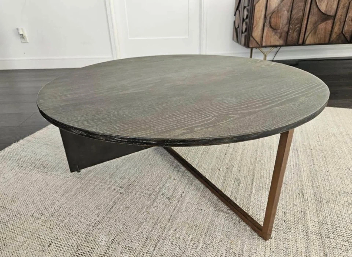 West Elm Wood Round Coffee Table with Metal Base (46") - photo 2