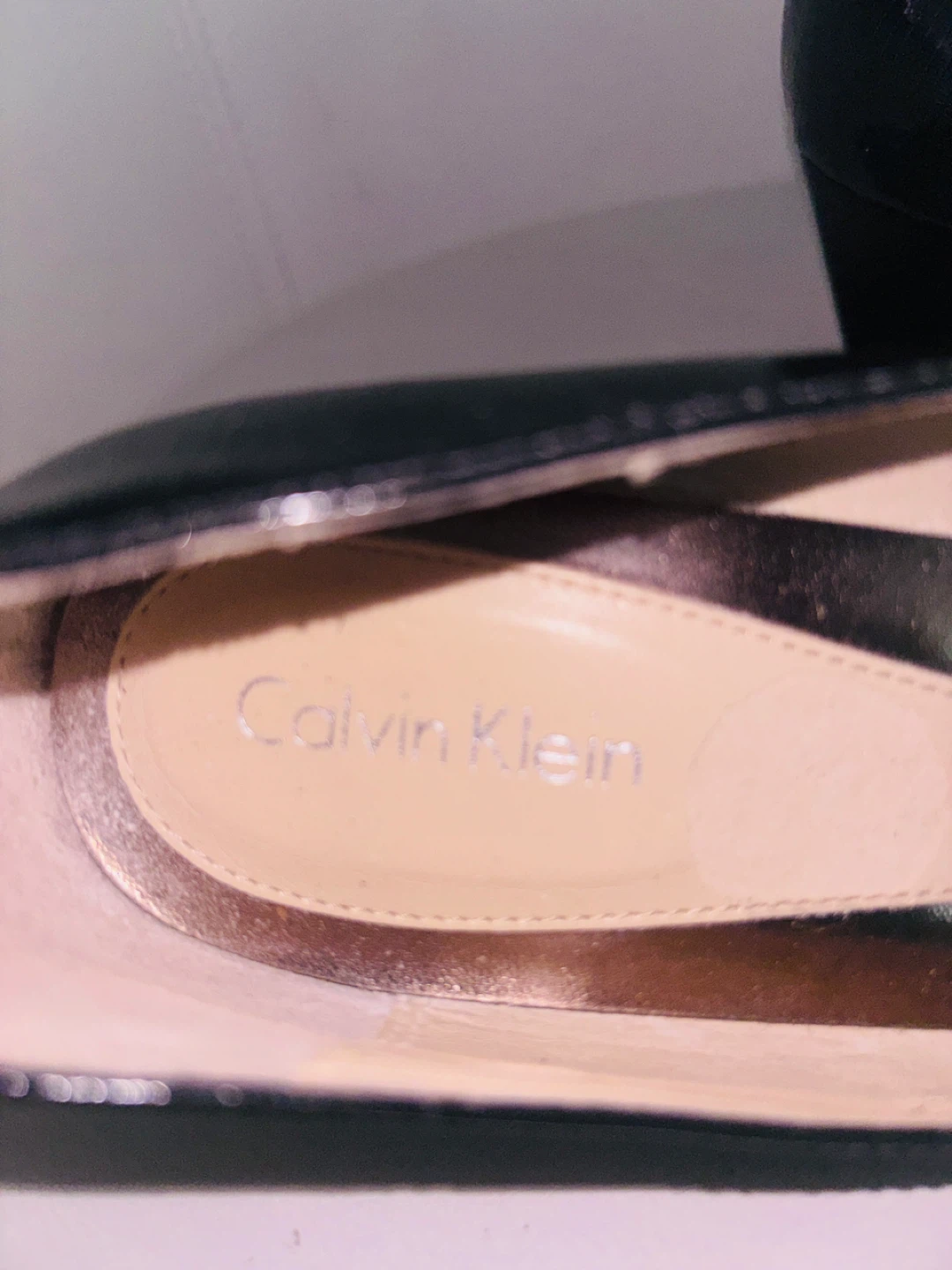 Calvin Klein Black Patent Peep Toe Heels - photo 3