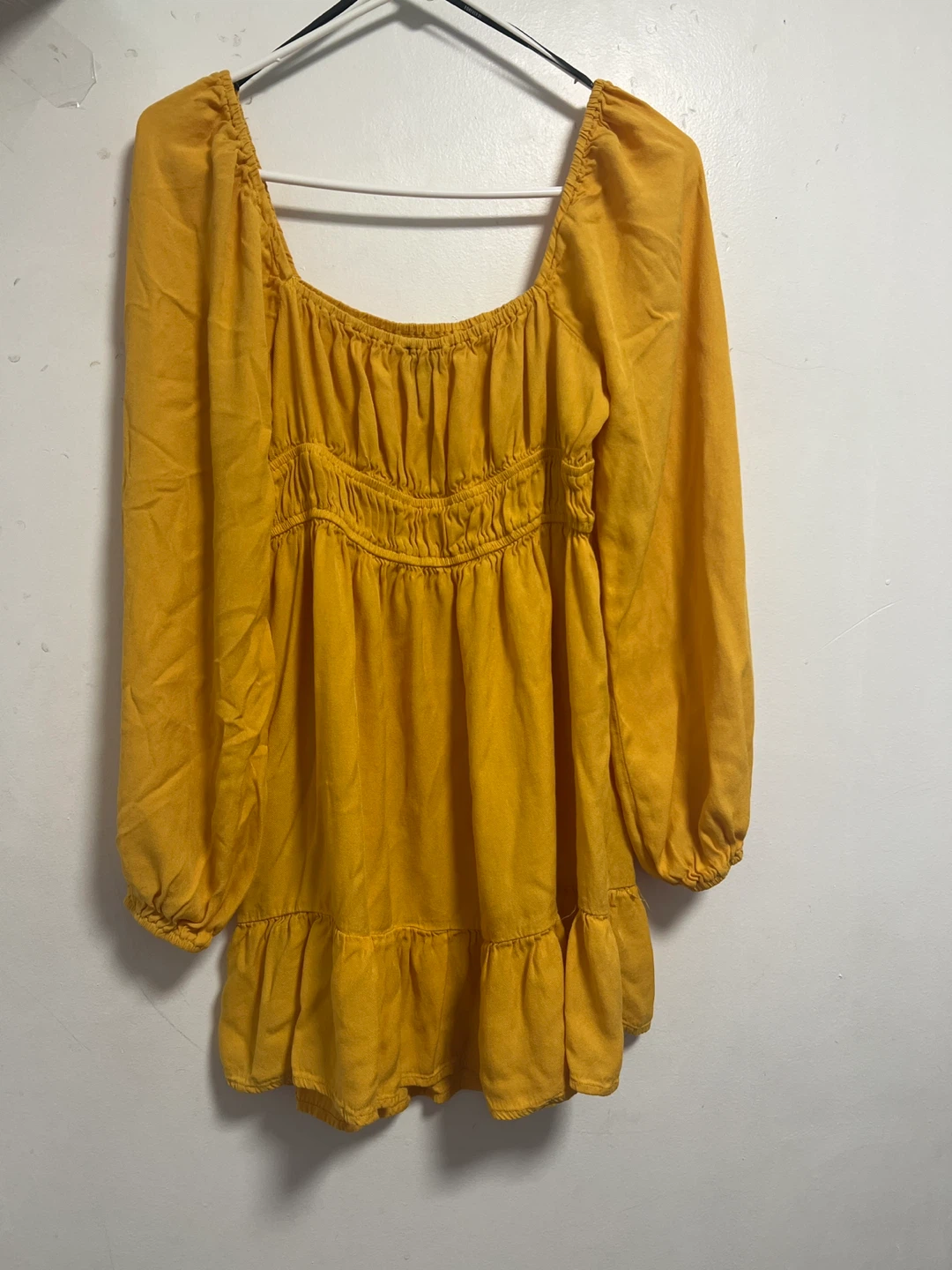 Yellow Square Neck Smocked Dress - photo 3