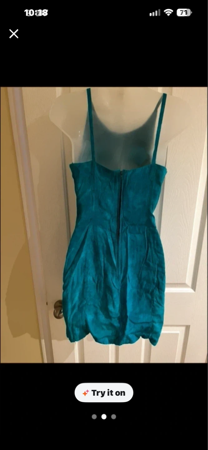 Teal Ruched Strap Dress - photo 2