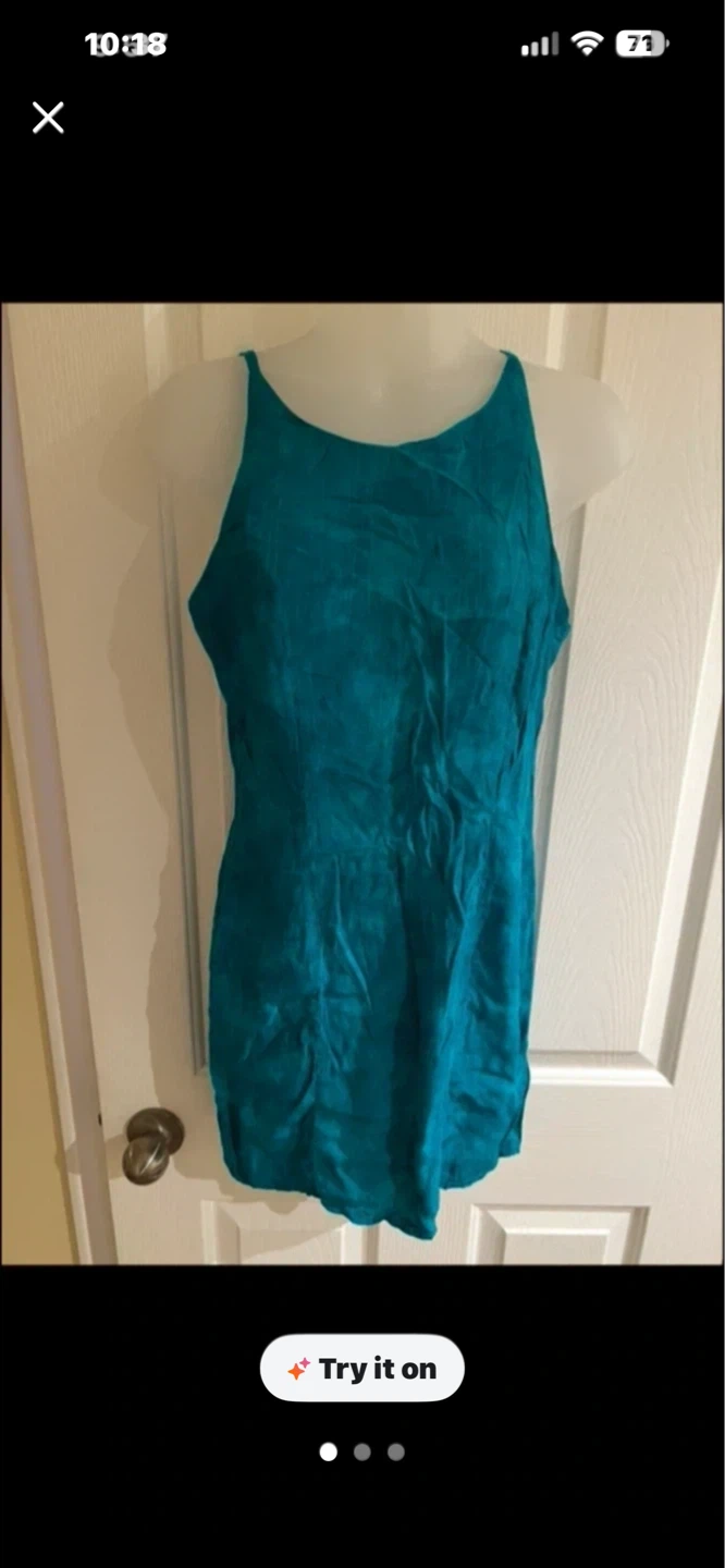 Teal Ruched Strap Dress