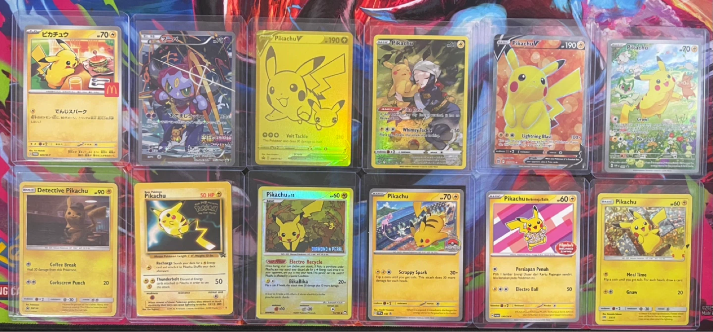 Collection of Pikachu Pokemon Cards