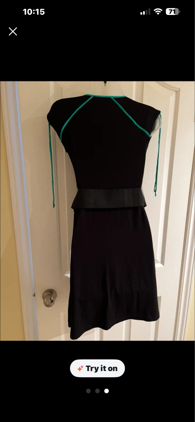 Black Wrap Dress with Teal Accents - Size XS/TP - photo 2
