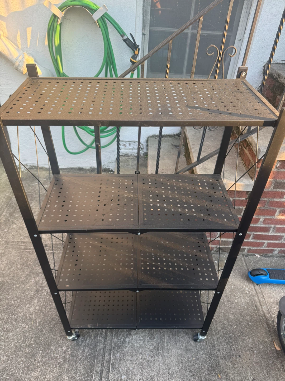 Folding Black 4-Tier Metal Rolling Shelf Unit (See Description) - photo 2