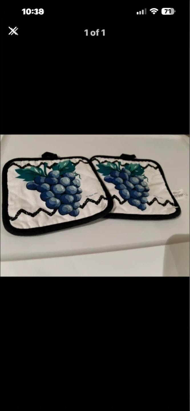 Pair of Pot Holders with Grapes
