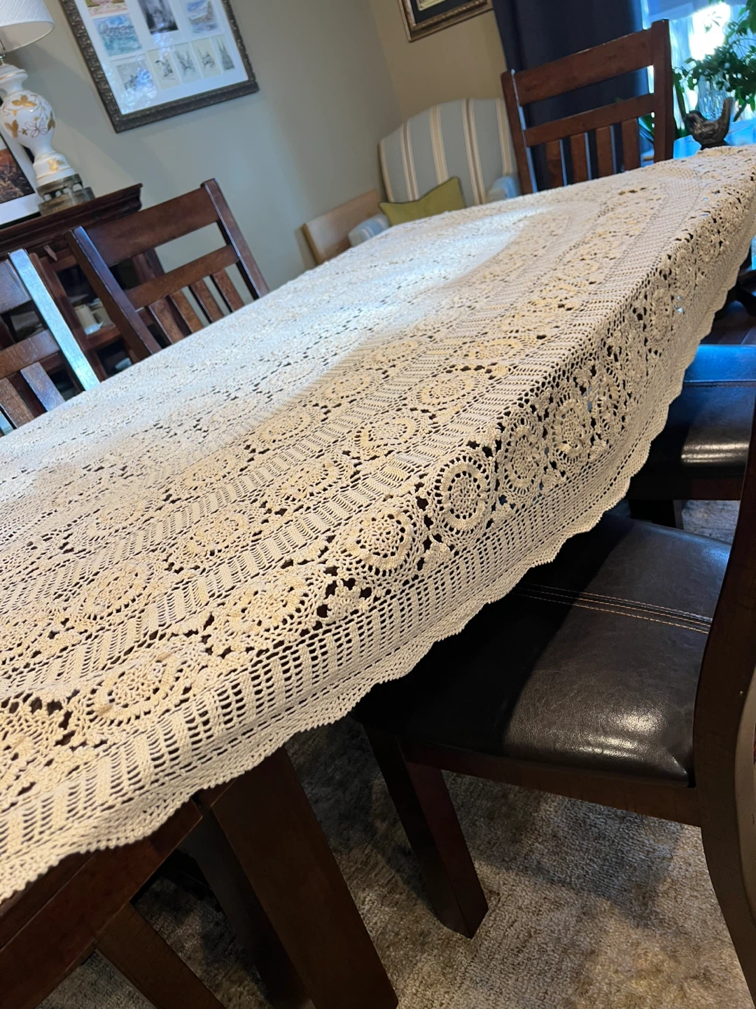Vintage Handmade Crochet Tablecloth - photo 3