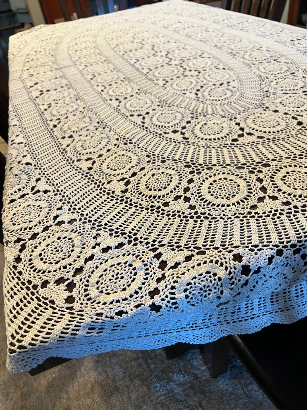 Vintage Handmade Crochet Tablecloth - photo 4