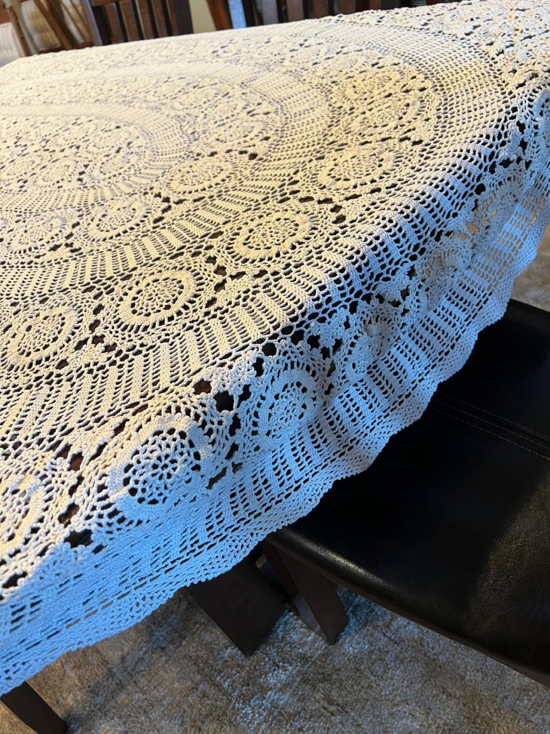 Vintage Handmade Crochet Tablecloth - photo 2