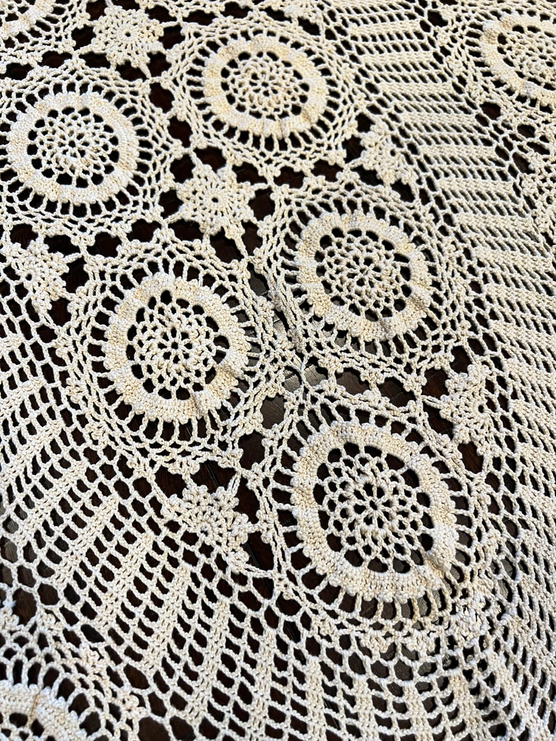 Vintage Handmade Crochet Tablecloth - photo 5