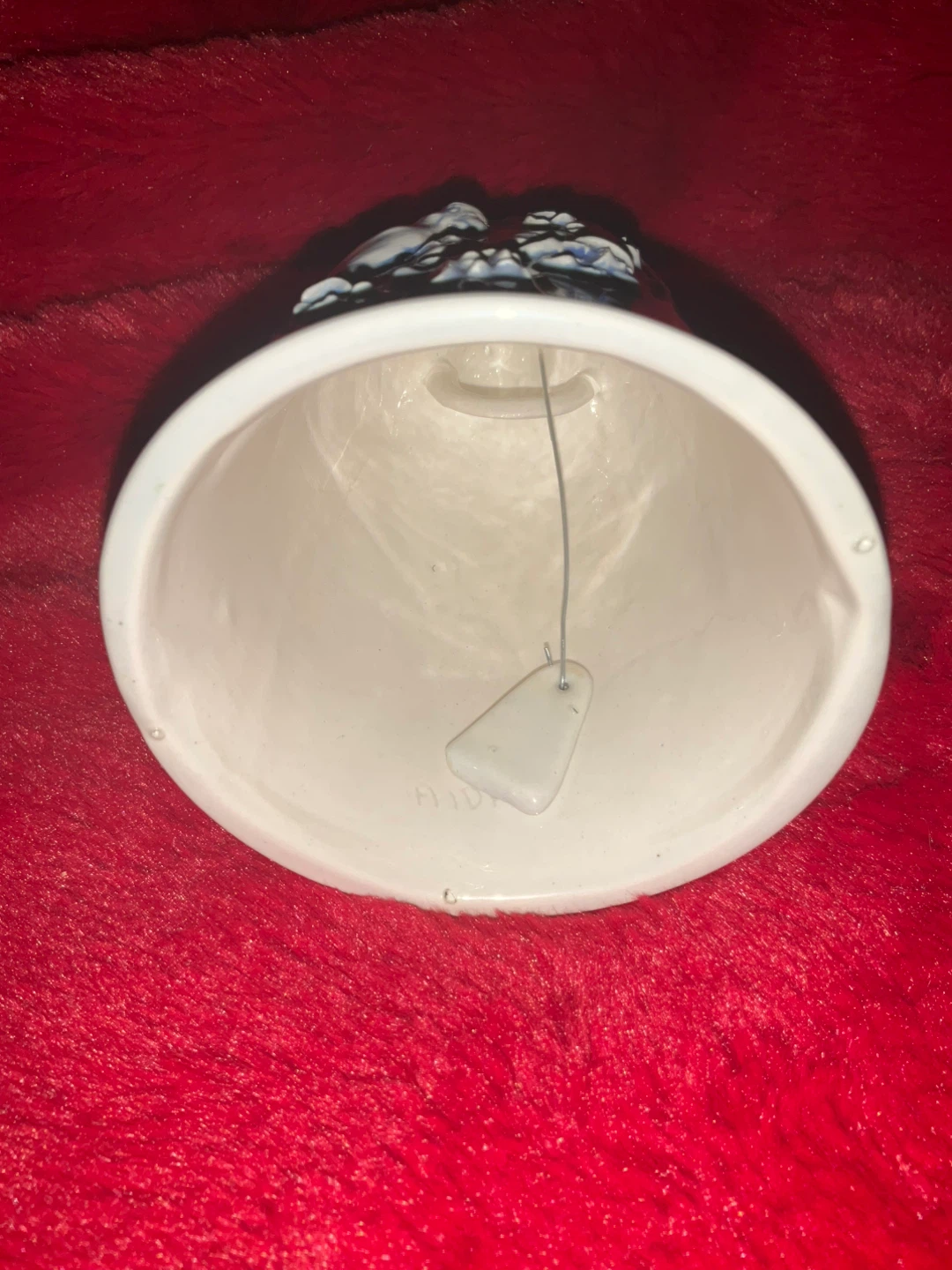White Ceramic Bell with Blue Birds - photo 3