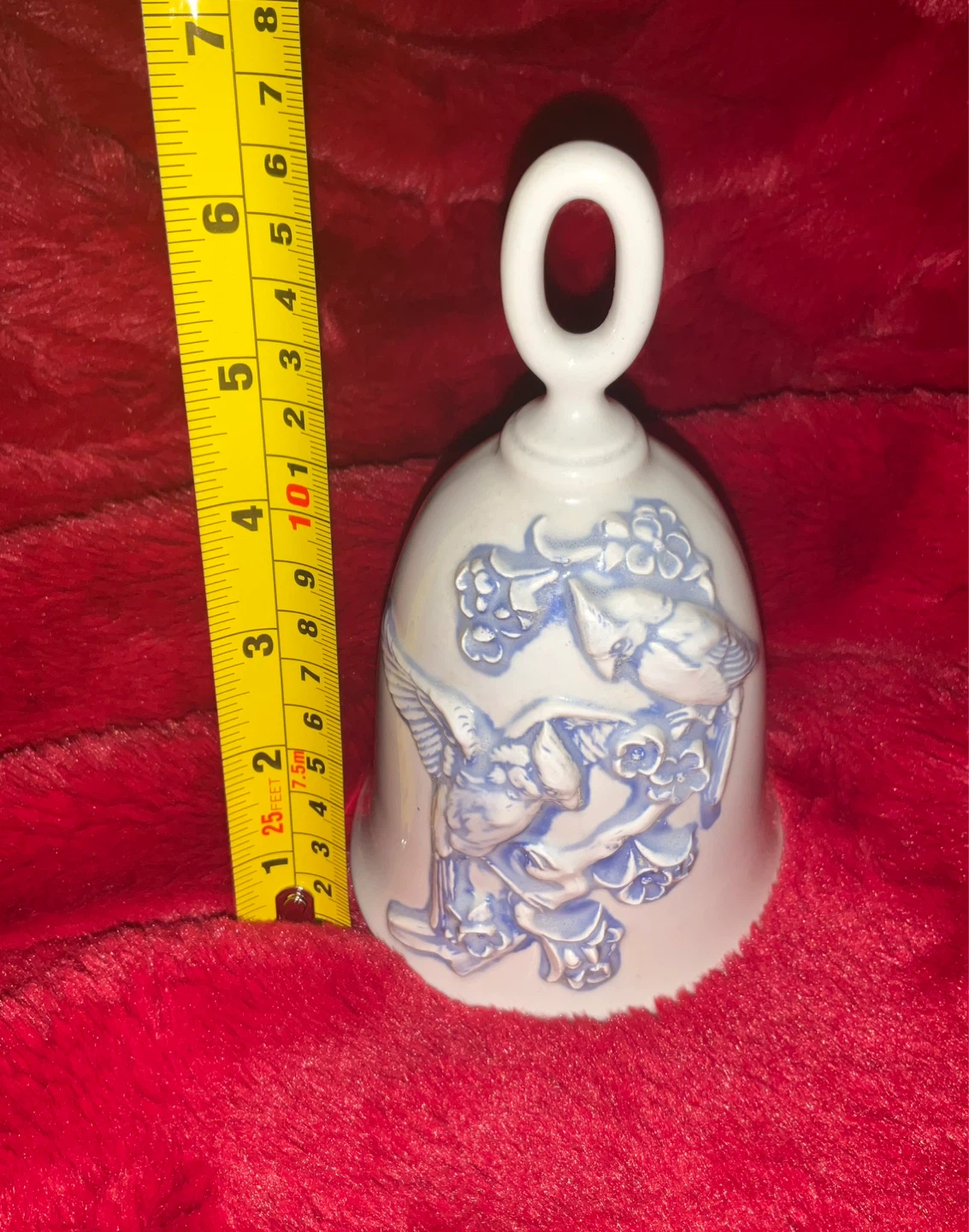 White Ceramic Bell with Blue Birds - photo 5