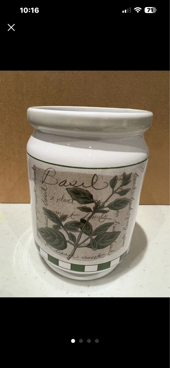 Savoy Tyme Basil Ceramic Utensil Holder