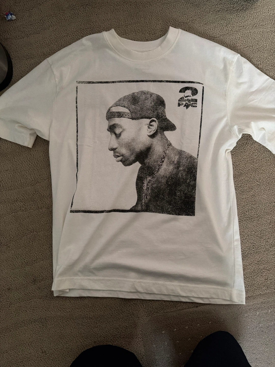 White T-Shirt with 2Pac Graphic
