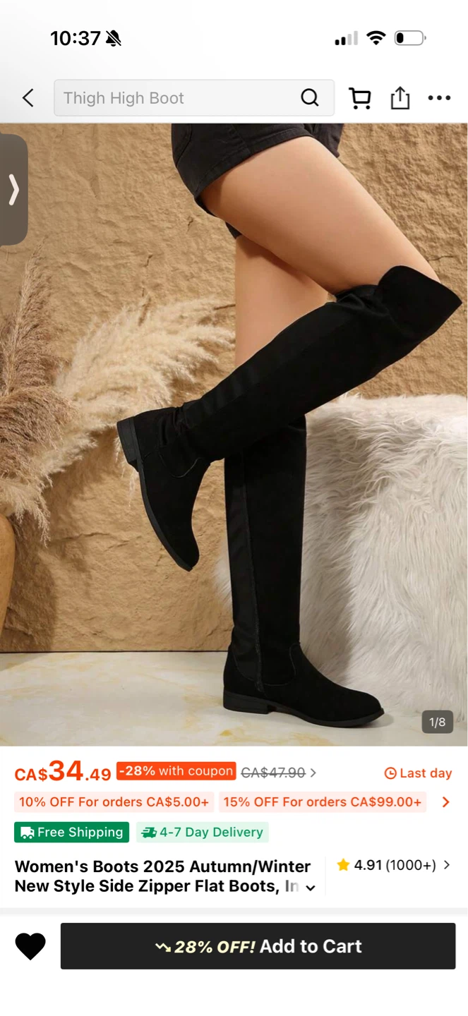 Women's Black Thigh High Boots
