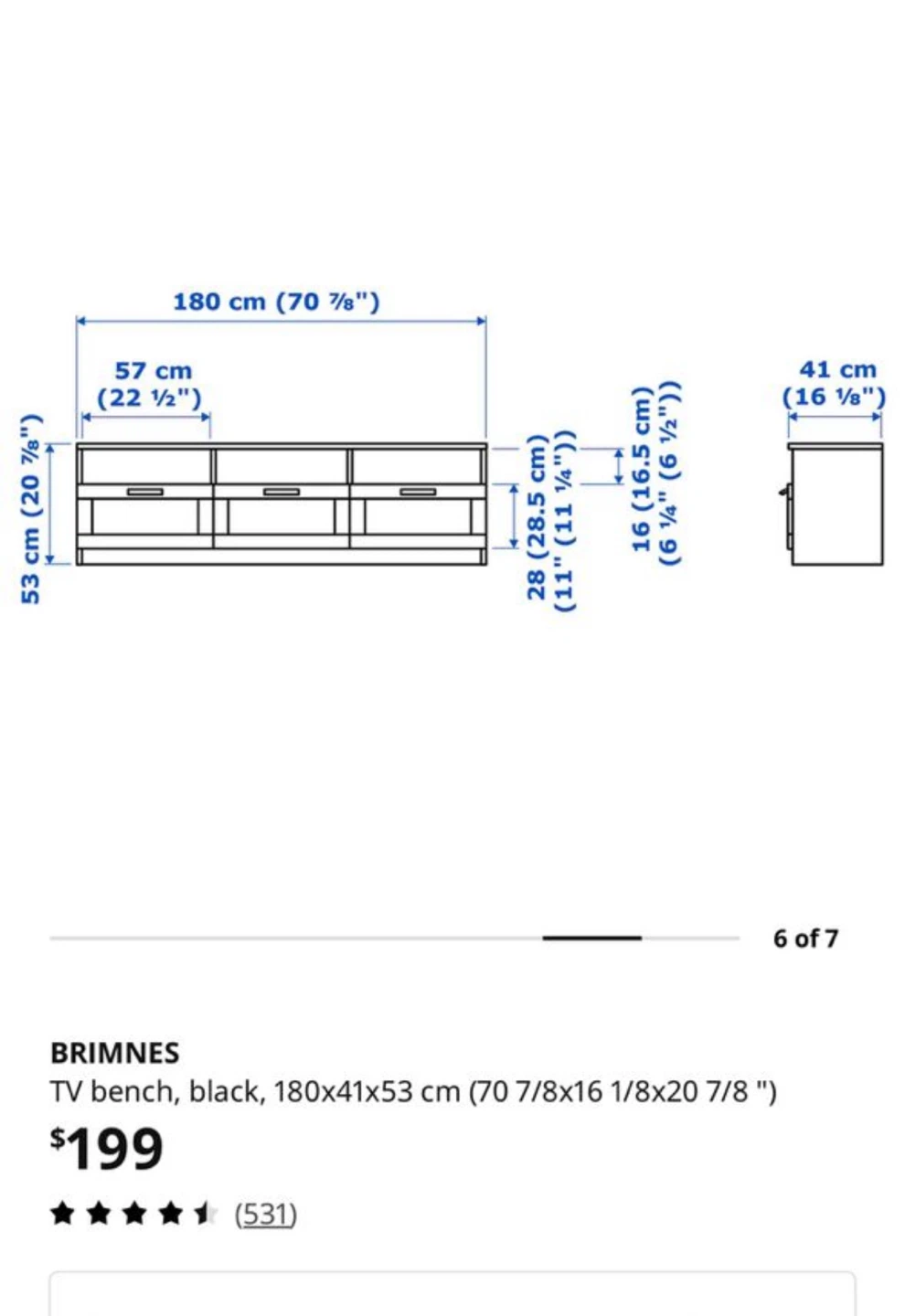 IKEA BRIMNES TV Bench - Black, 180cm - photo 2