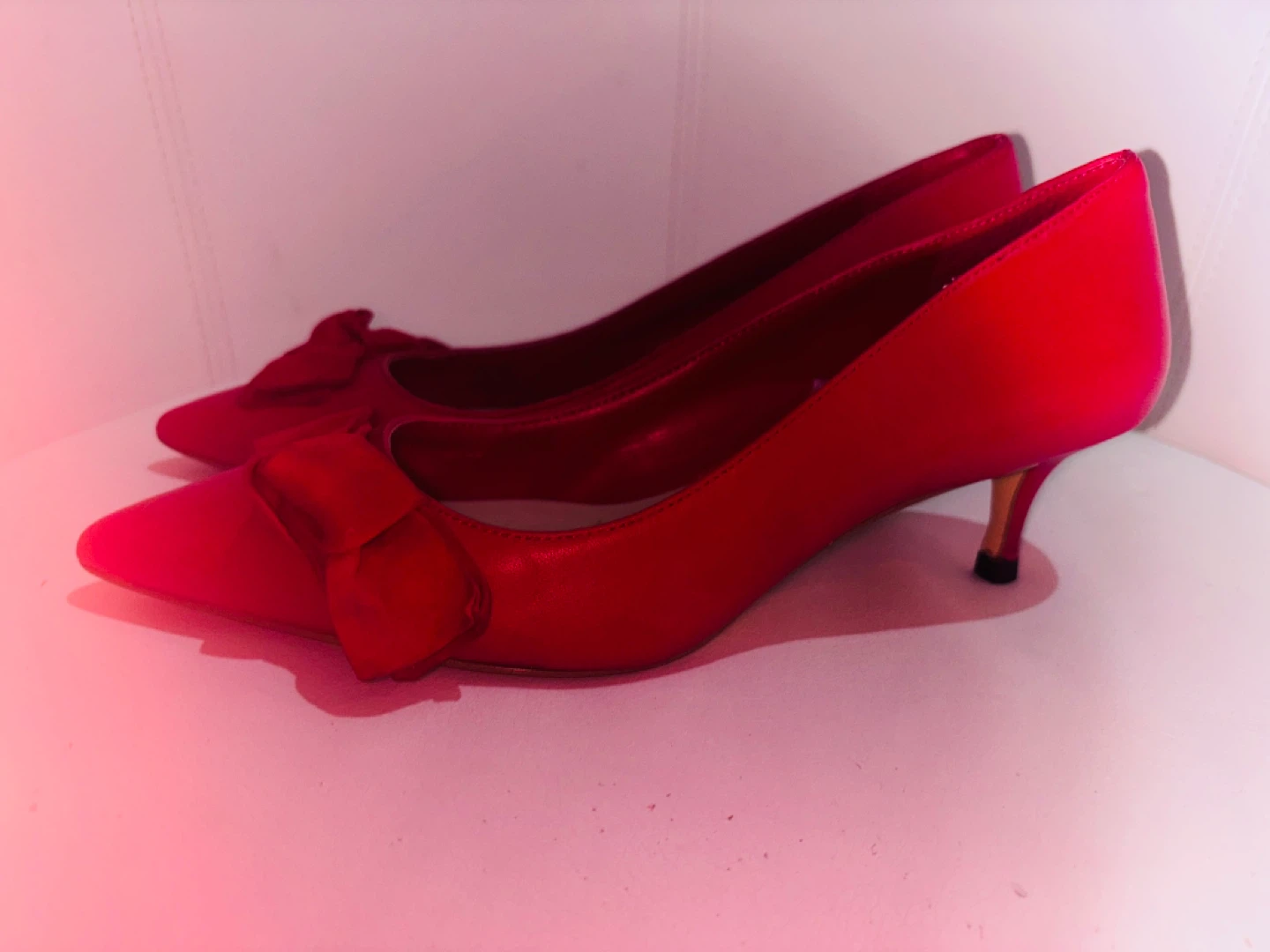 Studio Poll Red Patent Peep-Toe Wedge Heels