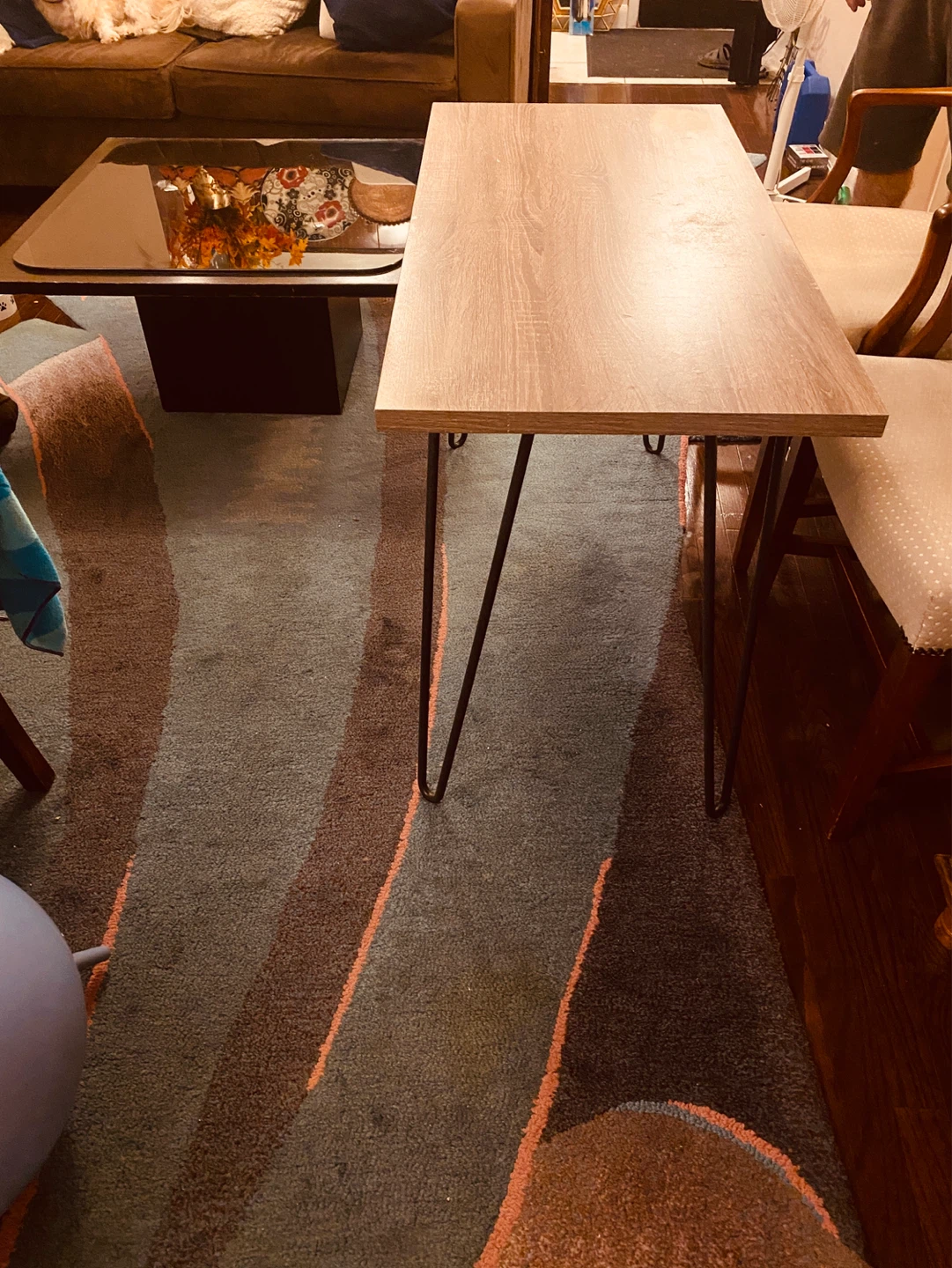 Wood Grain Table with Black Hairpin Legs - photo 3