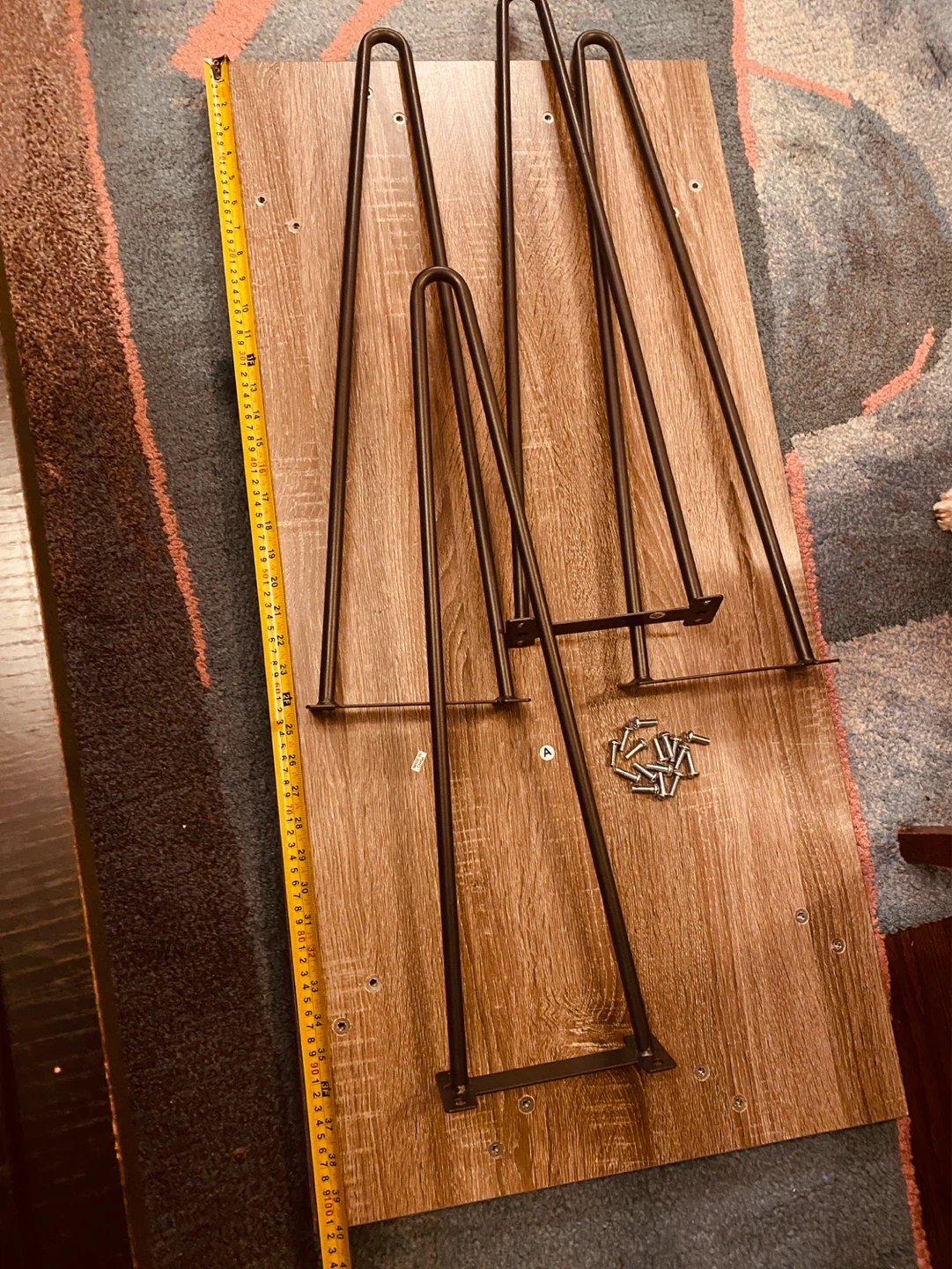Wood Grain Table with Black Hairpin Legs - photo 4