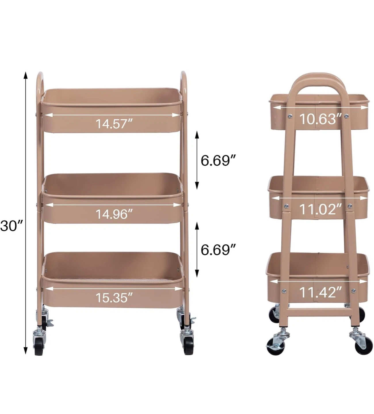 3 Tier Metal Utility Cart MCM - photo 3