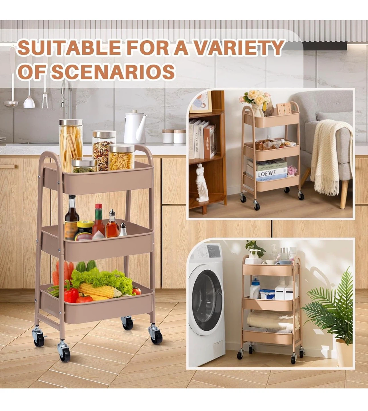 3 Tier Metal Utility Cart MCM - photo 5