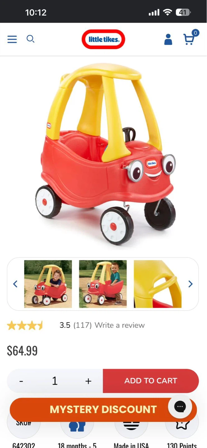Little Tikes Cozy Coupe - Red & Yellow - photo 3