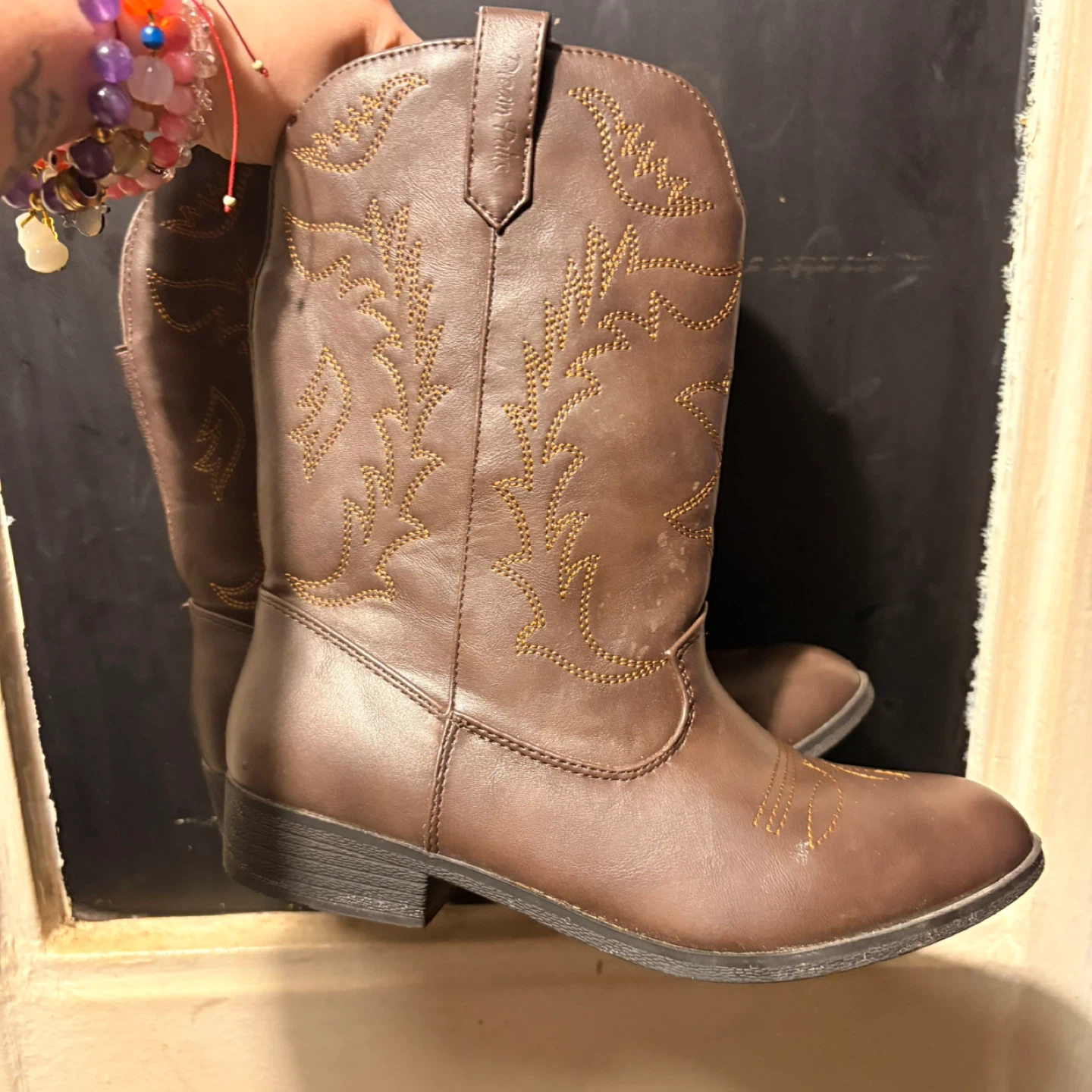 Dream Pairs Brown Cowboy Boots - Size 5 - photo 2