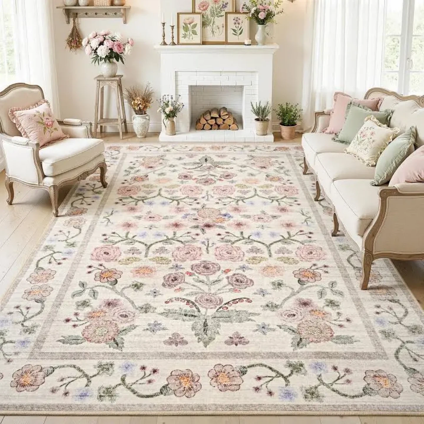 Floral Area Rug 6x9