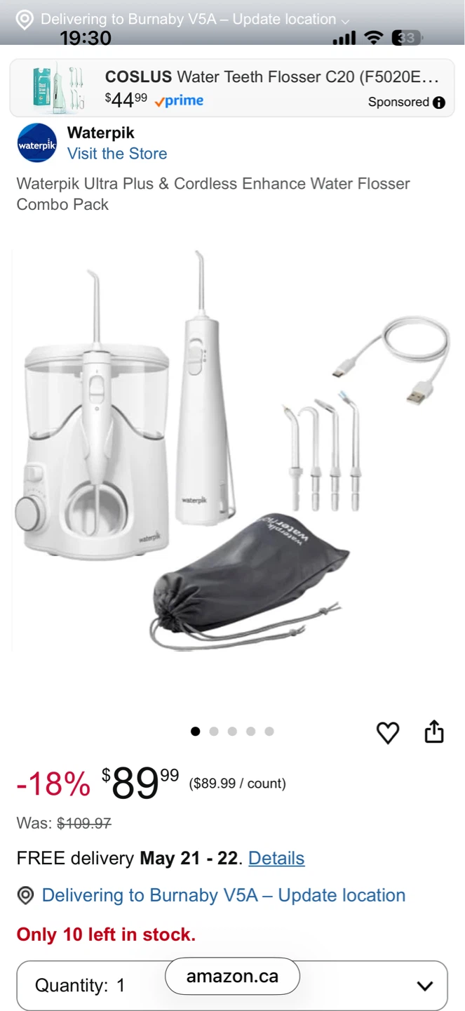 Waterpik Flosser Set w/ Portable Unit & Tips - photo 3