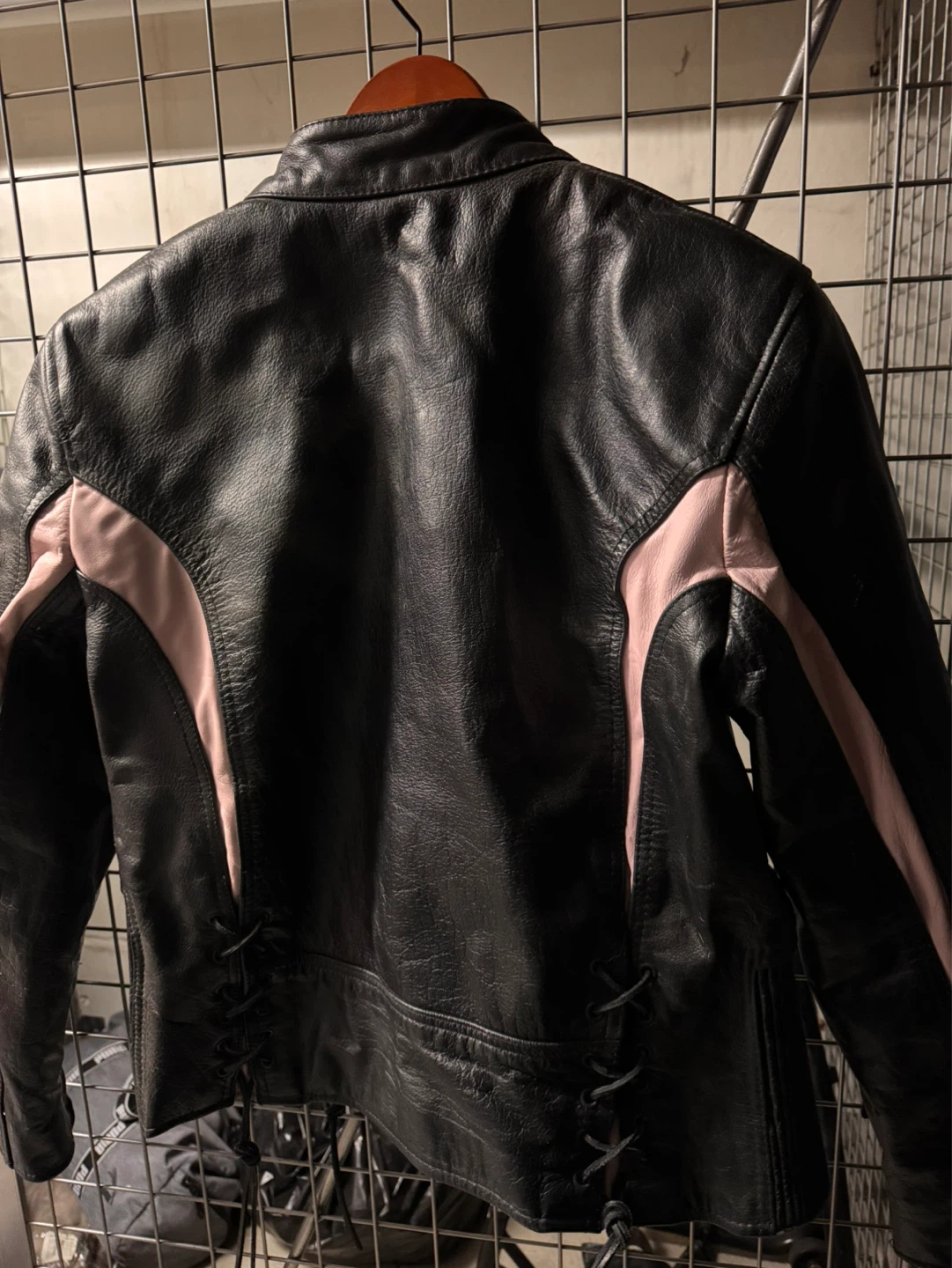 Ladies Genuine Leather Black Motorcycle Jacket with Pink Accents - photo 4