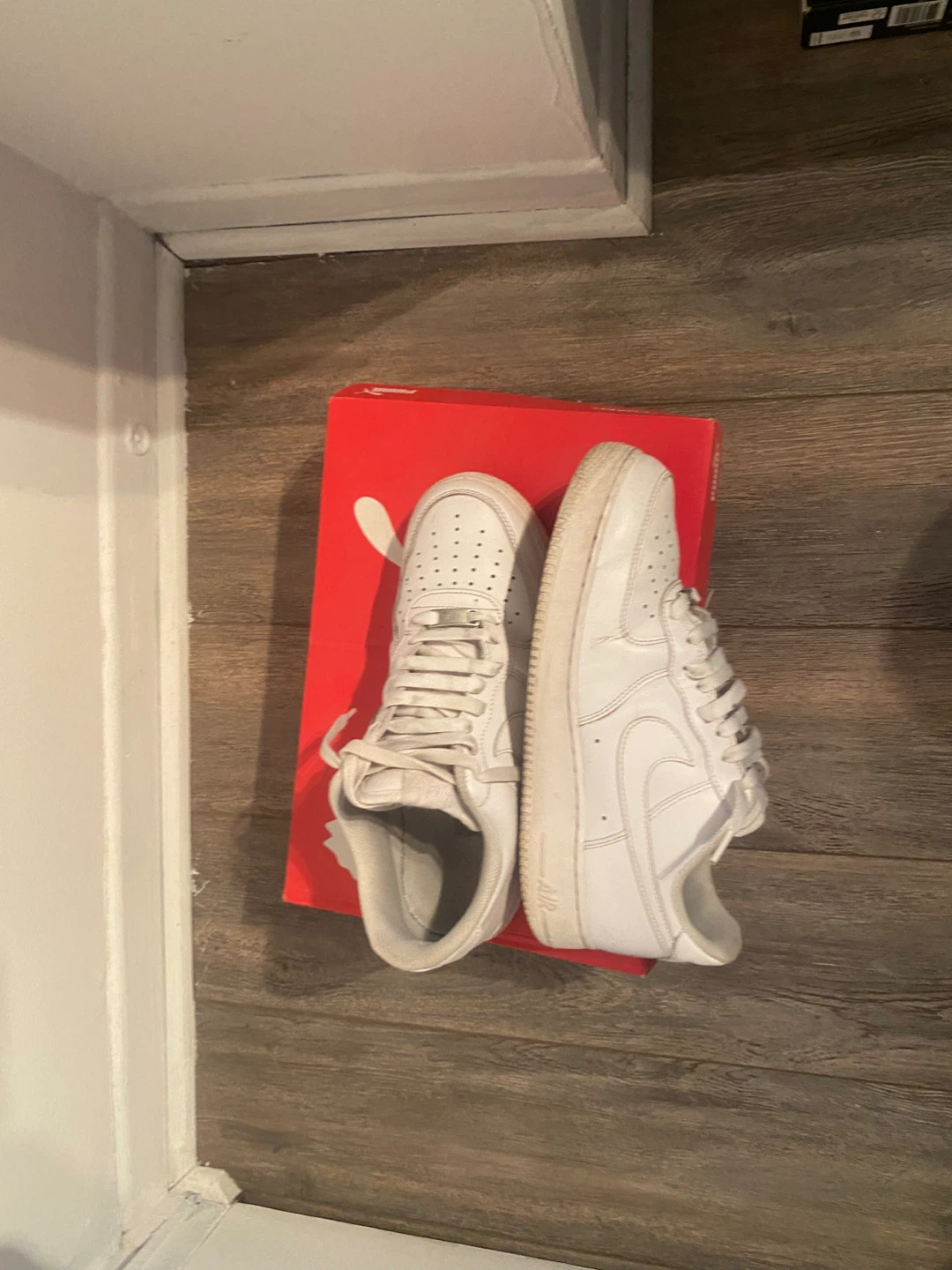 Nike Air Force 1 White Leather Sneakers - photo 4