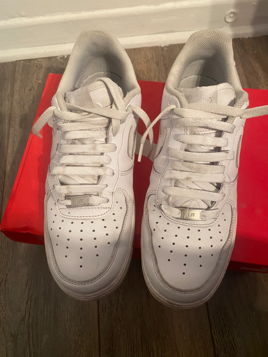 Nike Air Force 1 White Leather Sneakers - photo 3