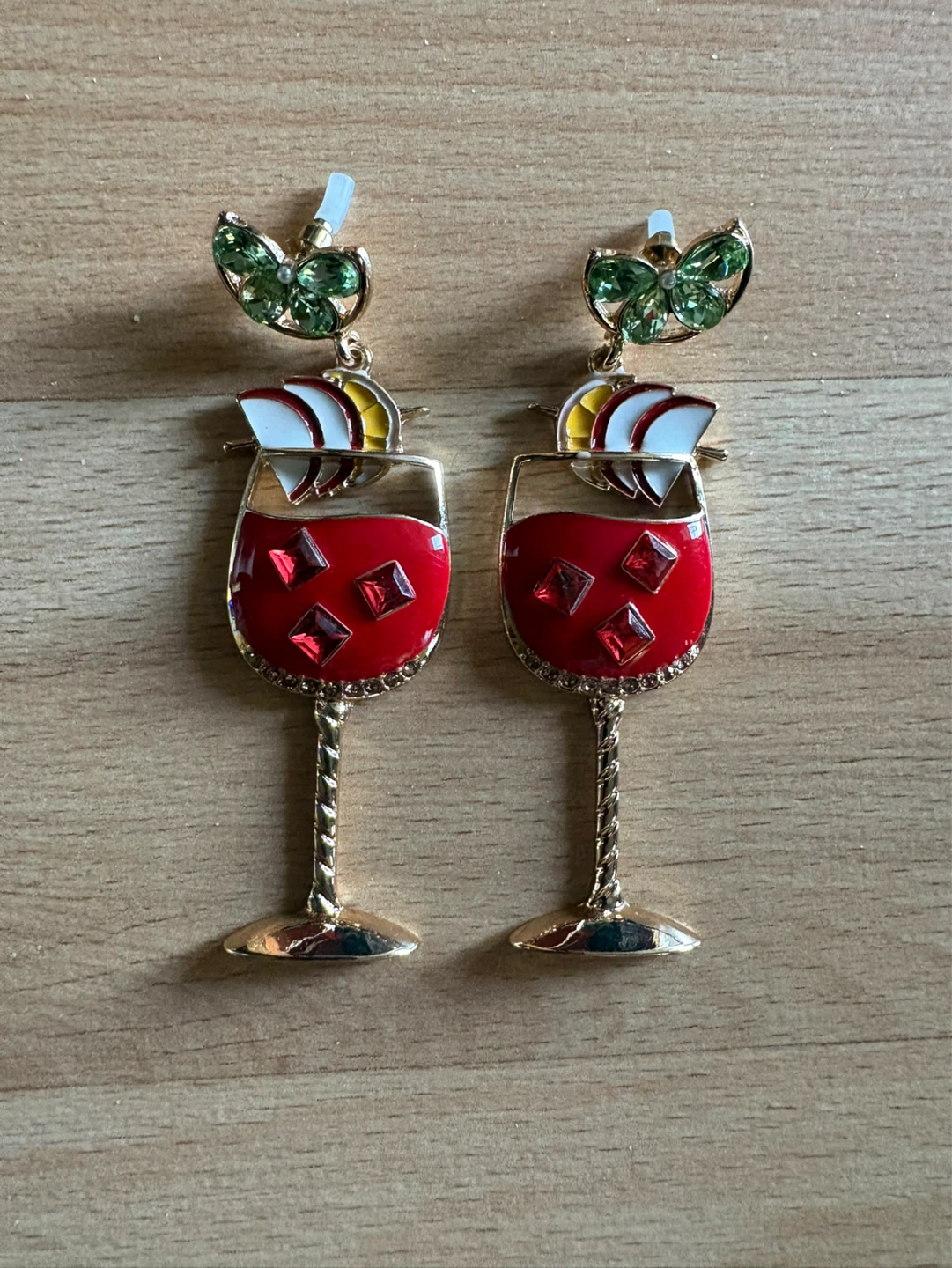 A Pair of Red Wine Glass Women's Earrings $10 firm