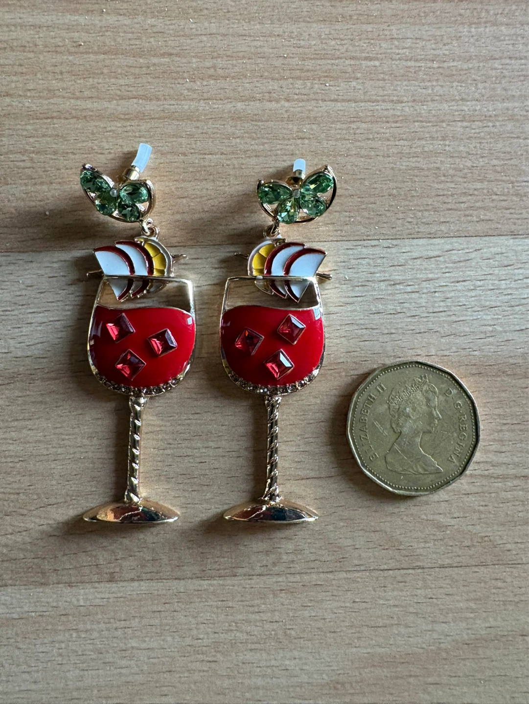A Pair of Red Wine Glass Women's Earrings $10 firm - photo 3