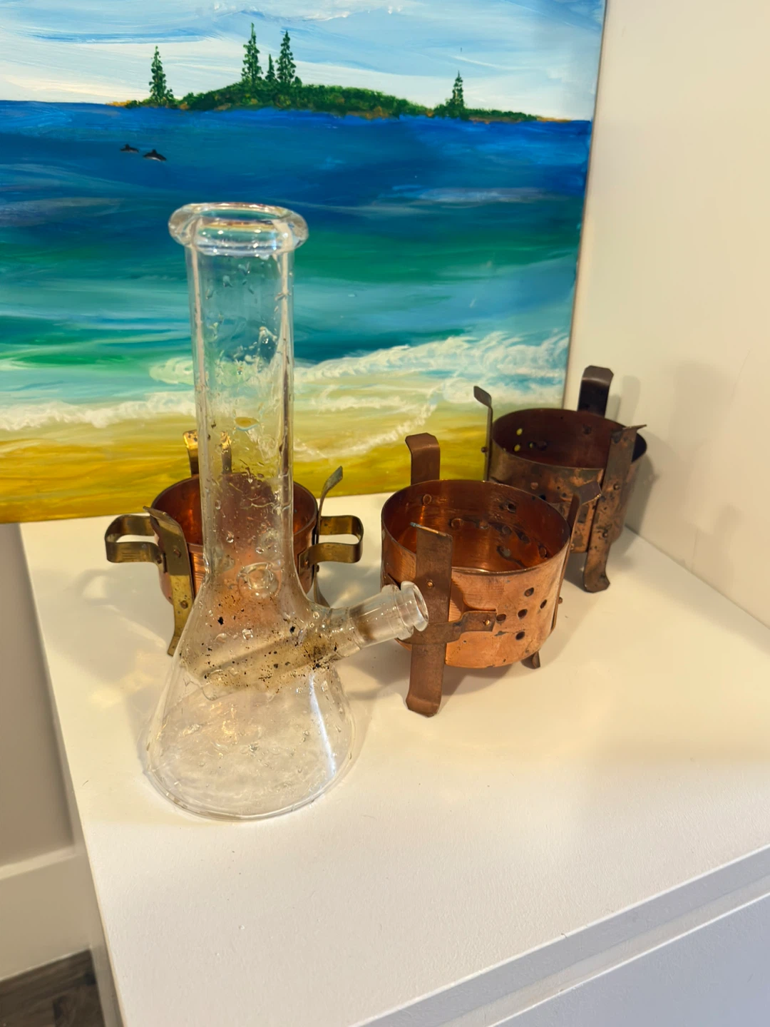 Glass Bong with Copper Stands
