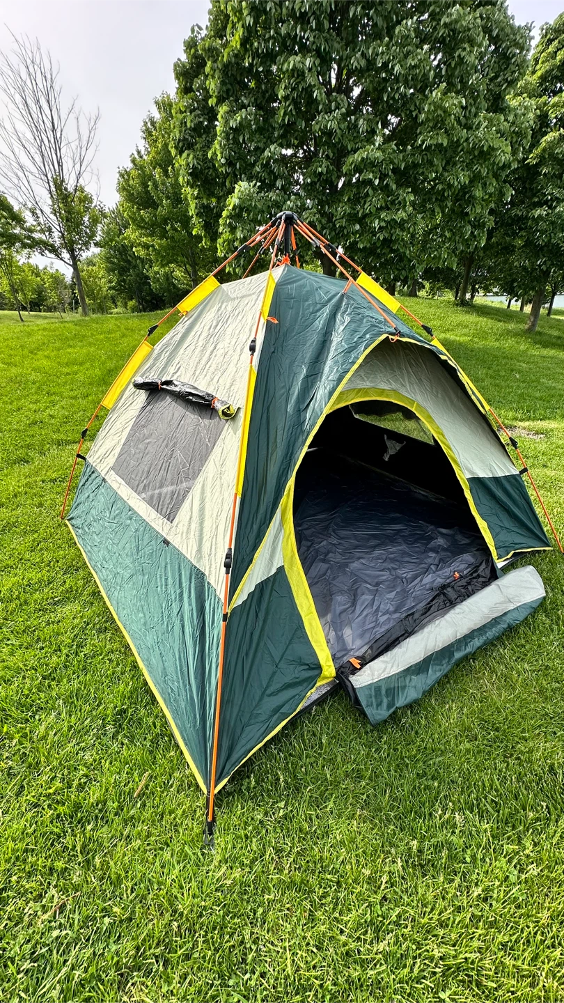 4 Person Dome Tent - Green, Yellow, Tan