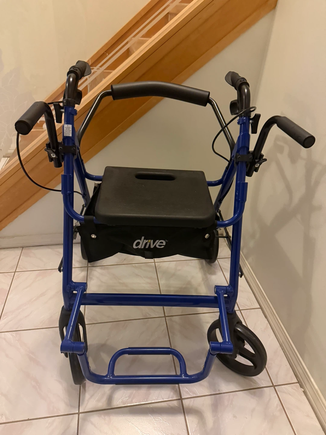 Drive Medical Blue Walker with Seat and Bag