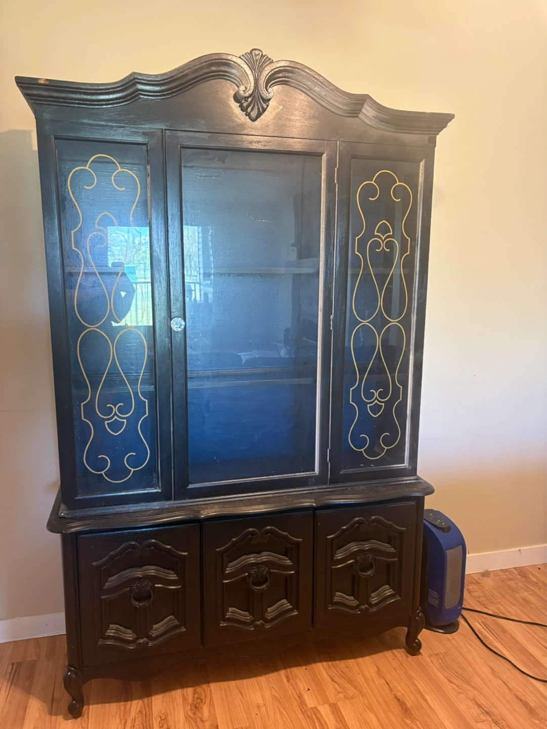 Black China Cabinet with Glass Doors