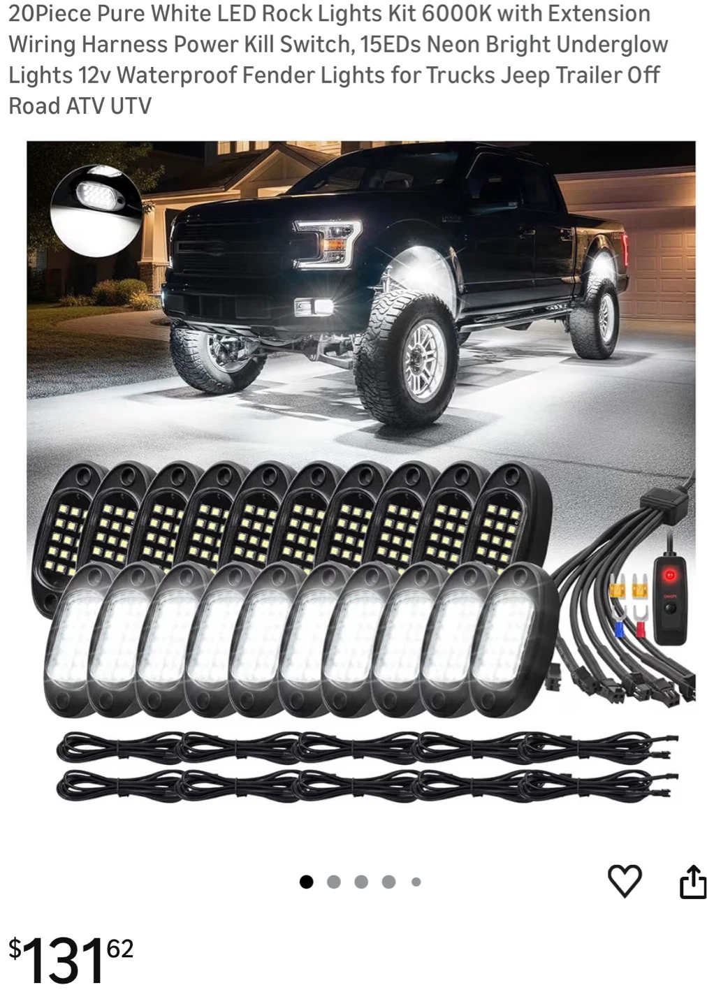 Pure White LED Rock Lights Kit 6000K DE2